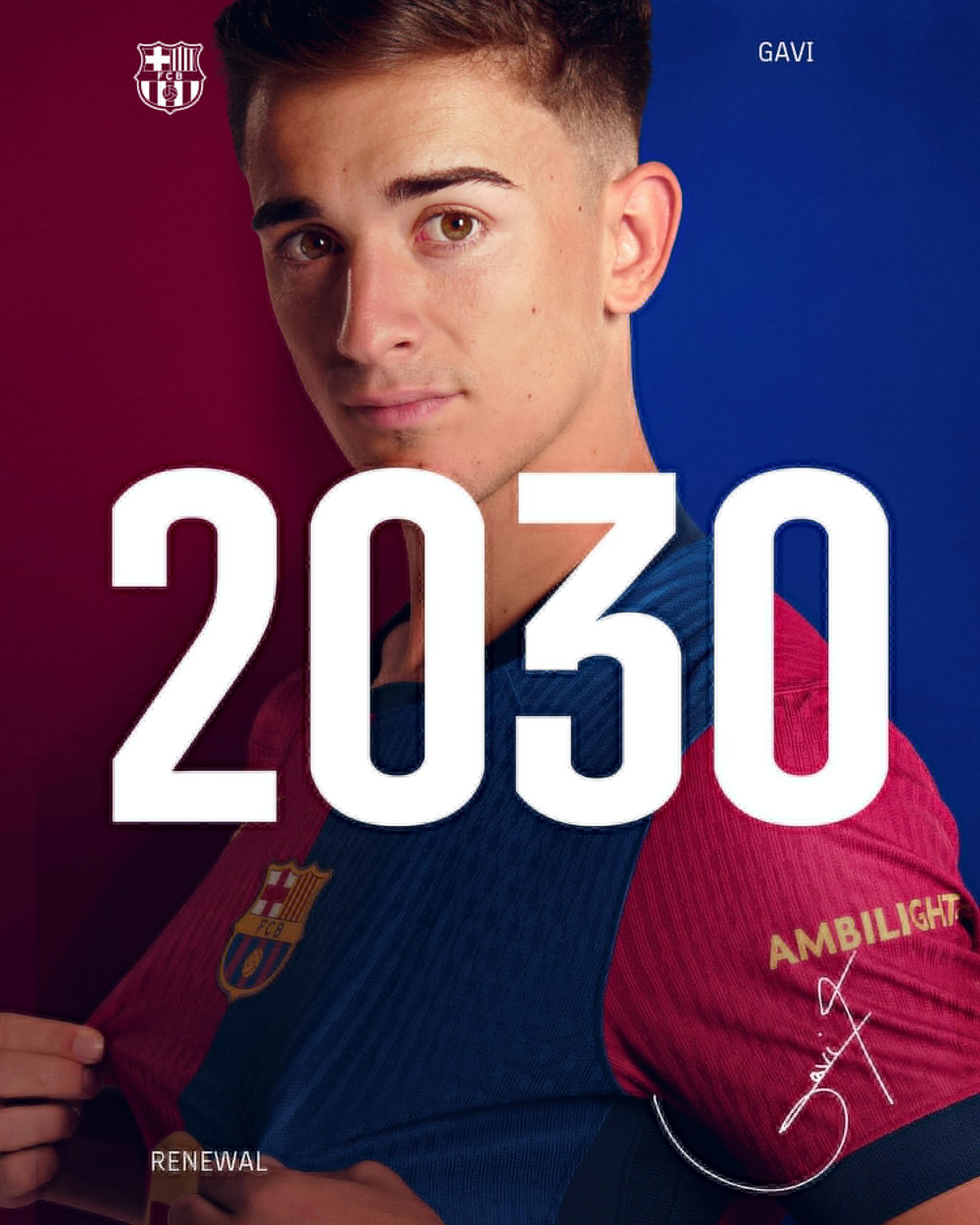  解約金10億歐！官方：20歲加維與巴薩續(xù)約至2030年