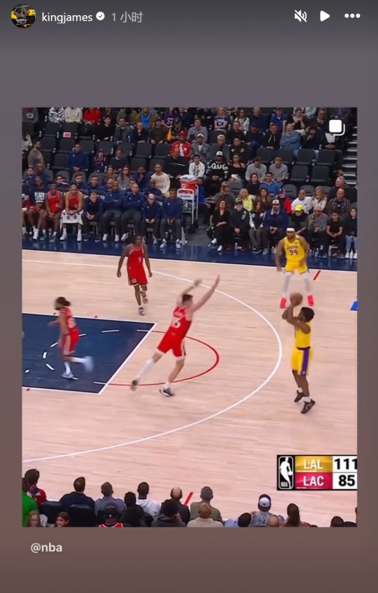  為你驕傲！布朗尼投進NBA生涯首記三分球！詹姆斯賽后轉(zhuǎn)發(fā)
