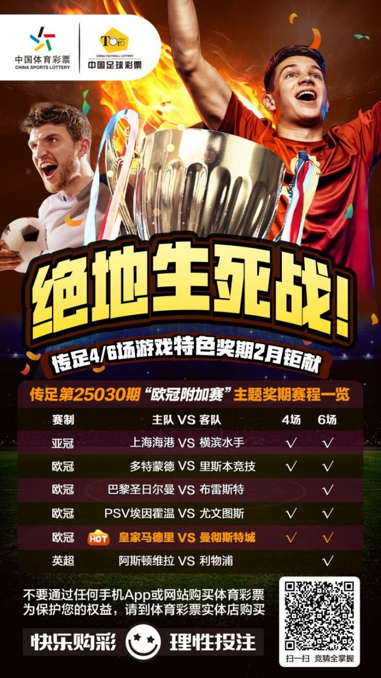  絕地生死戰(zhàn)！傳足特色獎期第25030期聚焦歐冠附加賽
