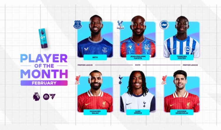  英超2月最佳候選：貝托、馬特塔、明特、薩拉赫、斯賓塞、索博