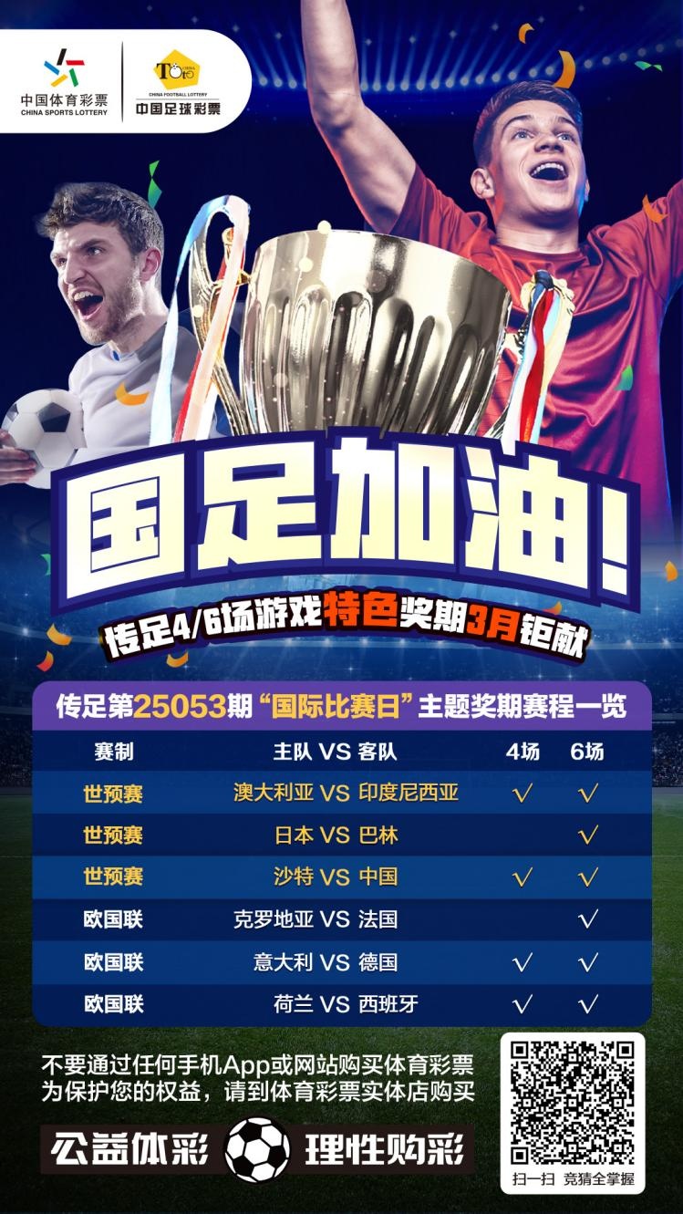  國(guó)足加油！傳足特色獎(jiǎng)期第25053期聚焦國(guó)際比賽日