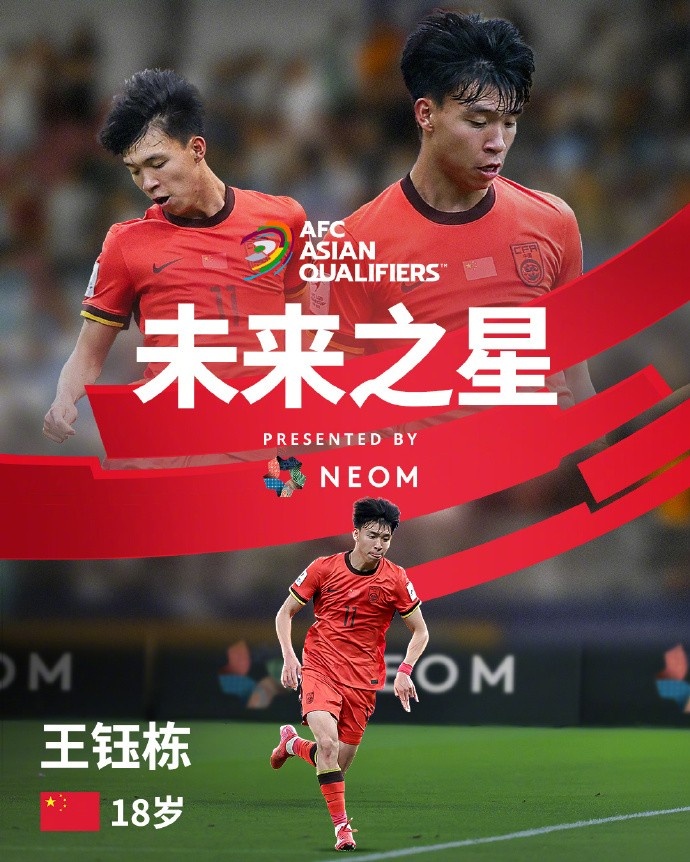  亞洲杯官方社媒發(fā)布王鈺棟個(gè)人海報(bào)：青年軍的旗幟，飄揚(yáng)在前哨